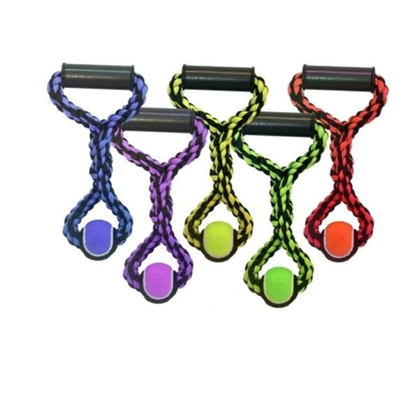 Multipet 20 in. Nuts for 2 Knots Rope Tug with Tennis Ball Toys, Assorted 784369295250